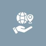 Global navigation symbol with hand